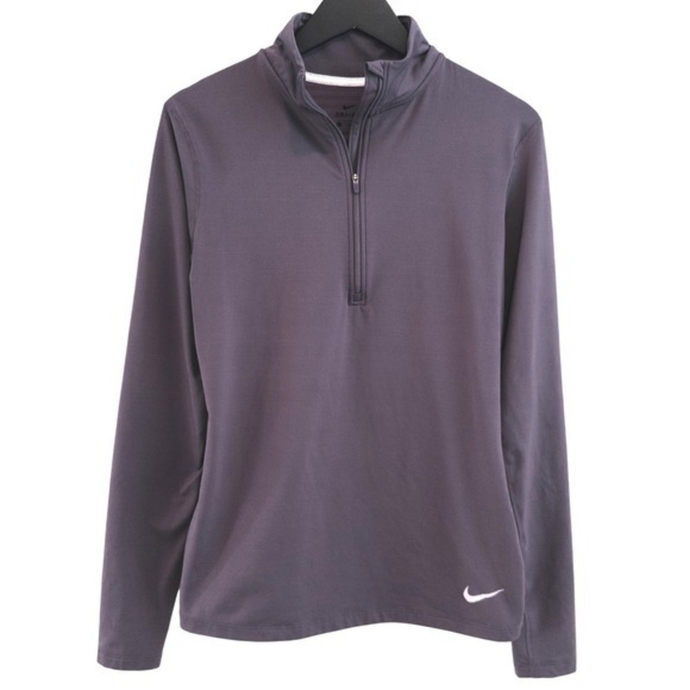 Nike Quarter Zip Pullover Women L Purple Dri-FIT Just Do It Athletic Top